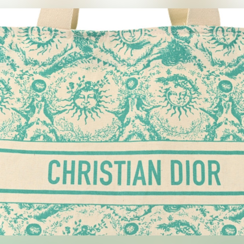 Dior Tote Christian Dior logo Aquamarine Soleil Bag NWT Dior LTD Teal Dioriviera - Picture 5 of 9